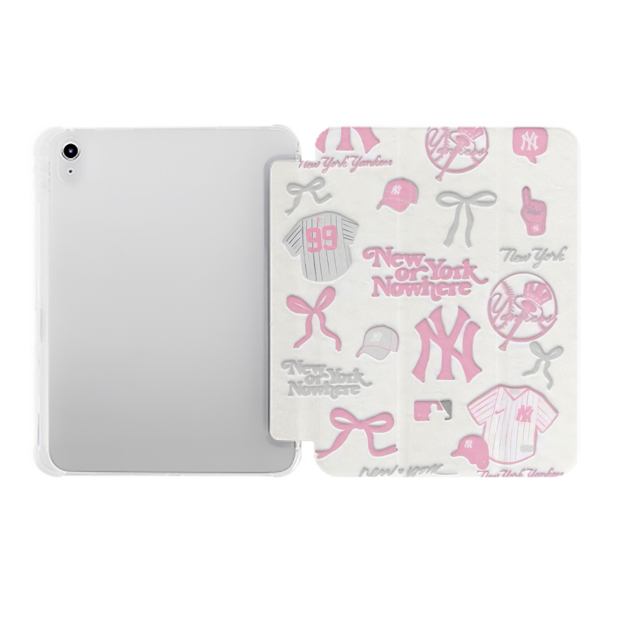 New York Yankees 206 Premium Tri-Fold PU Leather & Silicone IPad Case With Pencil Slot – Fits 9.5,10.5,10.9 – Adjustable Stand, Slim, Protective